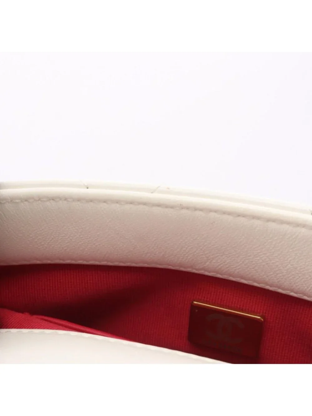 Chanel Shoulder Bag Quilted Heart Lock White Lambskin Small Chain